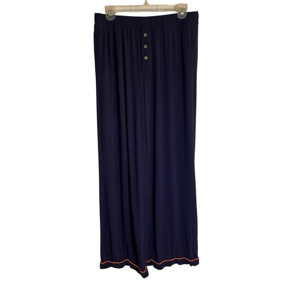 Anthropologie Navy Blue Wide Leg Pants Size Medium lounge sleepwear preppy - Picture 1 of 7